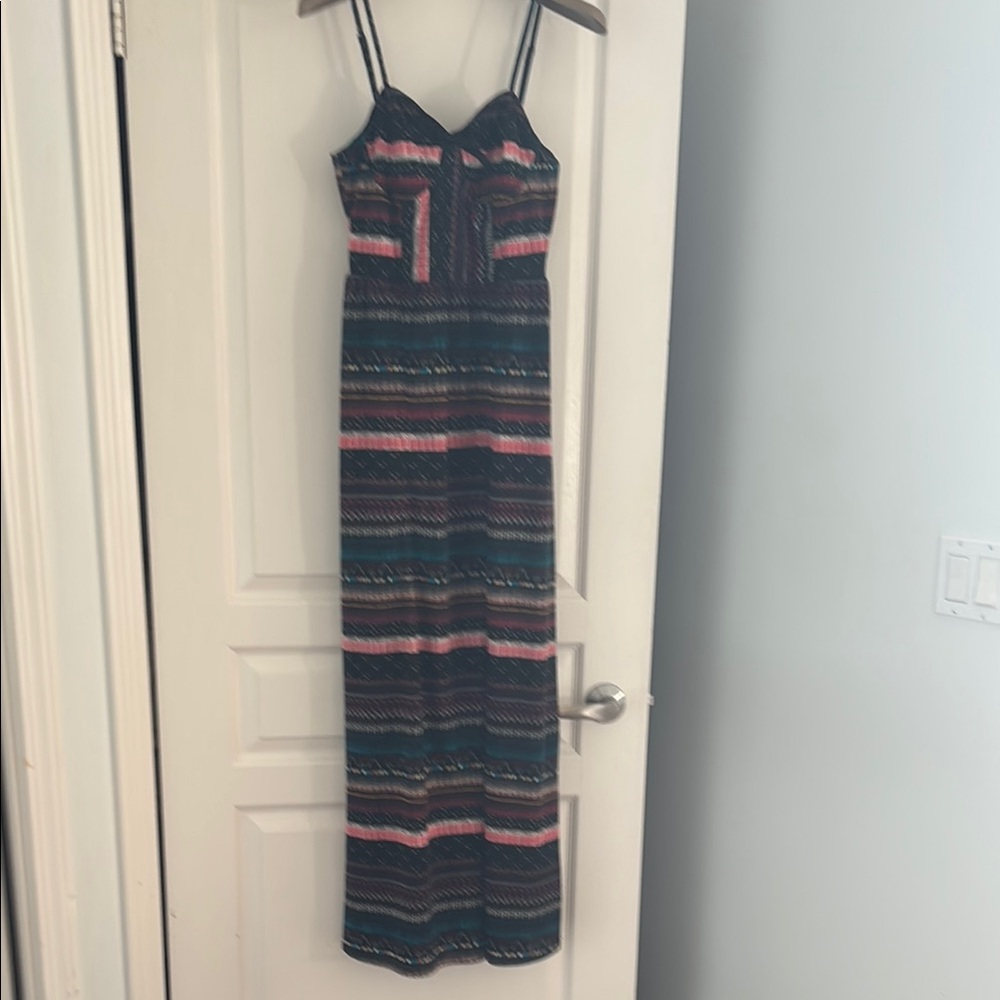Elegant Multicolor Striped Maxi Dress